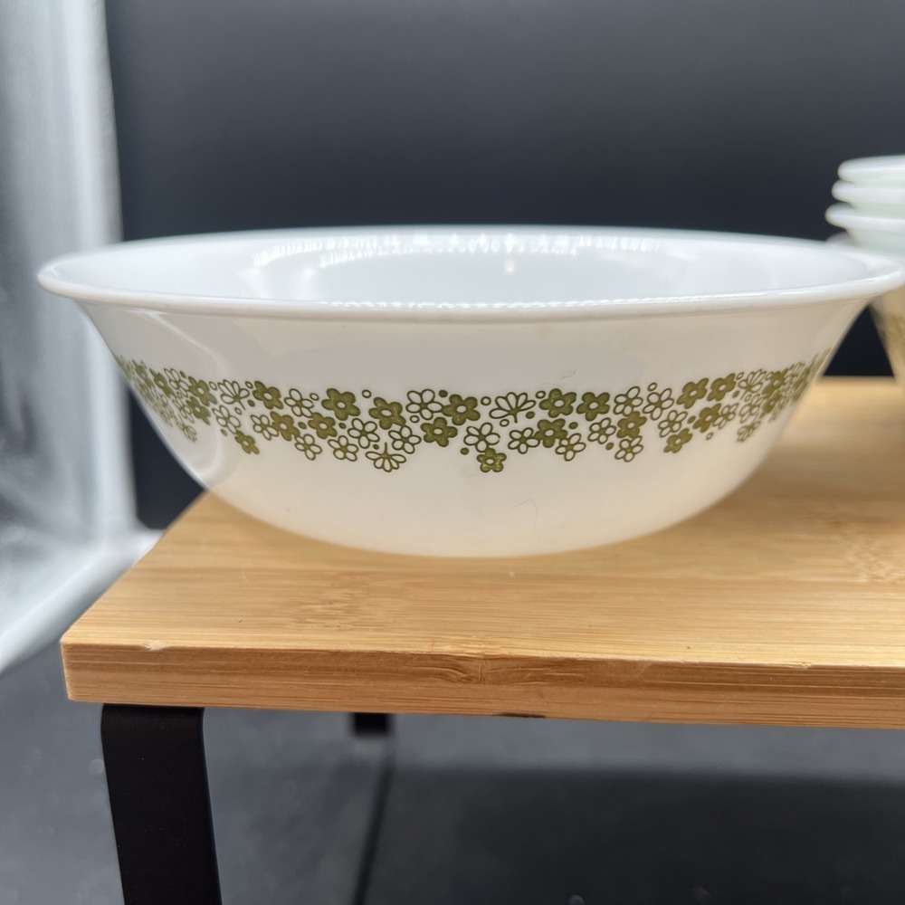 Corelle Spring Blossom Bowls Set of 5 Green Soup Cereal 6" Vtg Dishware Corning